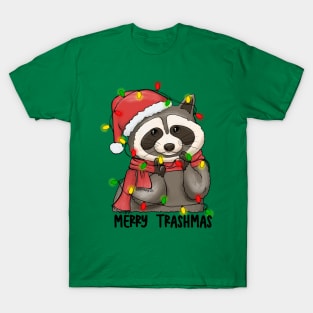 Merry Trashmas, Cute Adorable Raccoon Trash Panda Festival Holiday Design T-Shirt